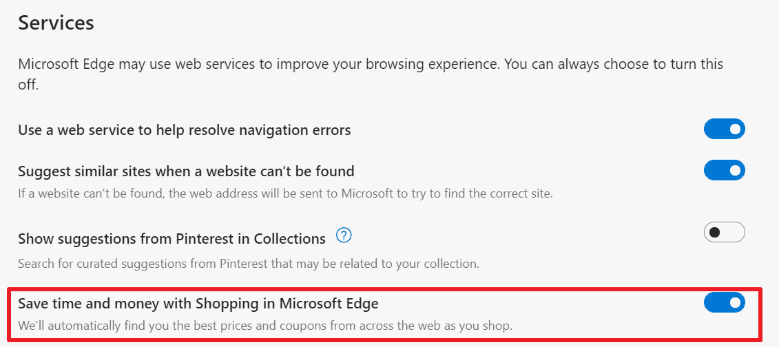 shopping dans Microsoft Edge