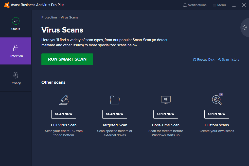 client de scan antivirus avast