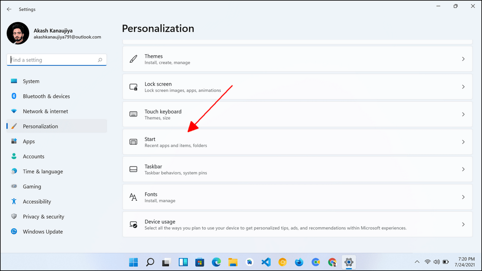 ajouter un dossier comme Paramètres et Explorateur de fichiers dans le menu Démarrer de Windows 11