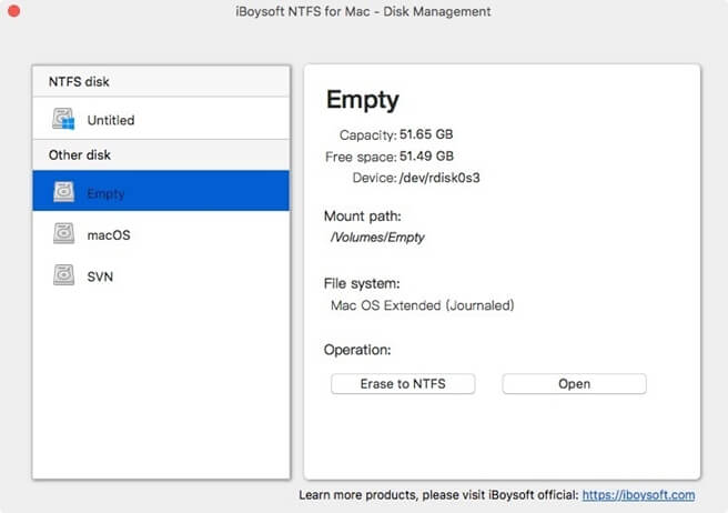 iBoysoft NTFS pour la gestion des disques Mac