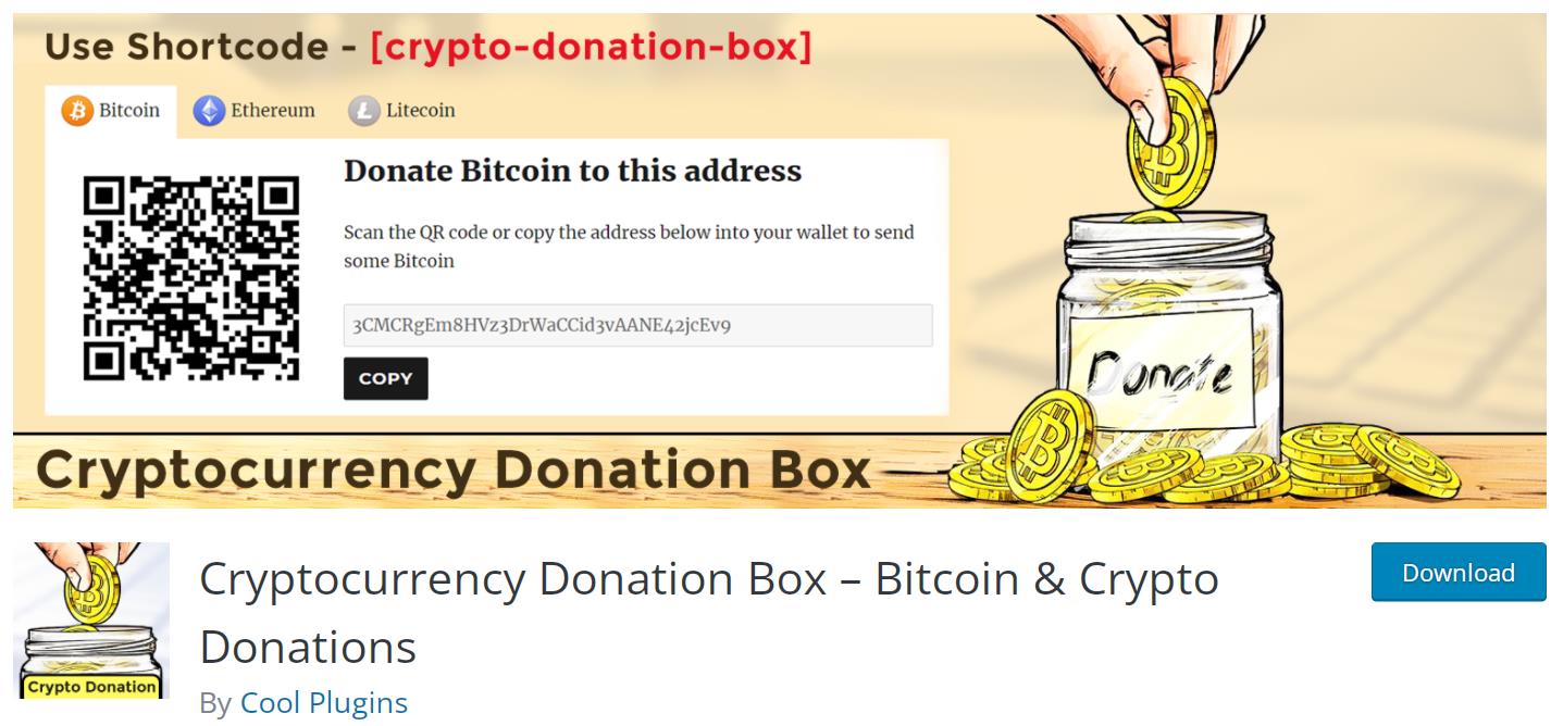 Boîte de don de crypto-monnaie