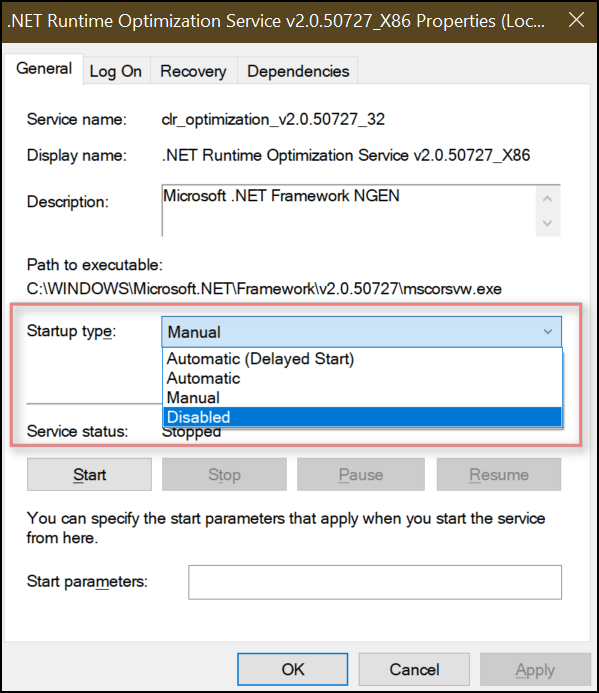 Processeur élevé du service d'optimisation de l'exécution .NET
