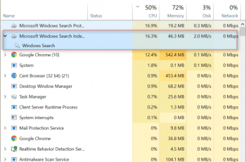 Processeur et disque élevés de Microsoft Windows Search Indexer