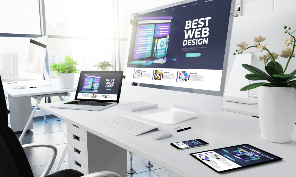 Office Responsive Devices Design Site Web Rendu 3D