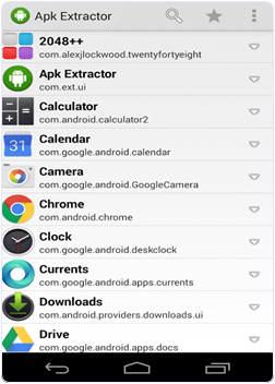 Paramètres de l'application Android APK Extractor